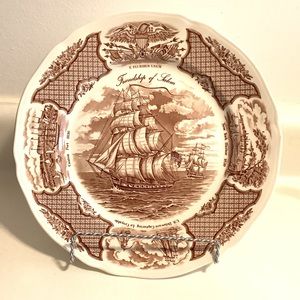 Vintage fair winds decorative plate and stand